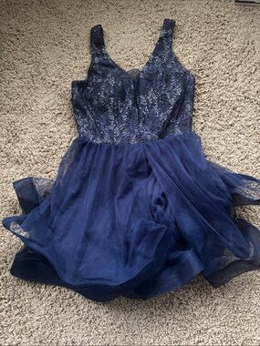 Star Vixen Navy Lace Bodice Tulle Party Dress